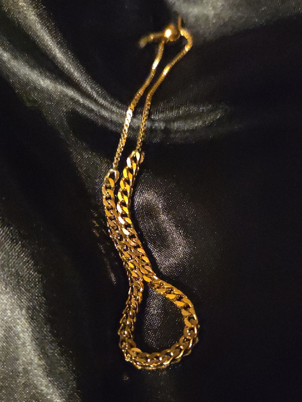 Gold Tone Cuban Link Chain Adjustable Bracelet